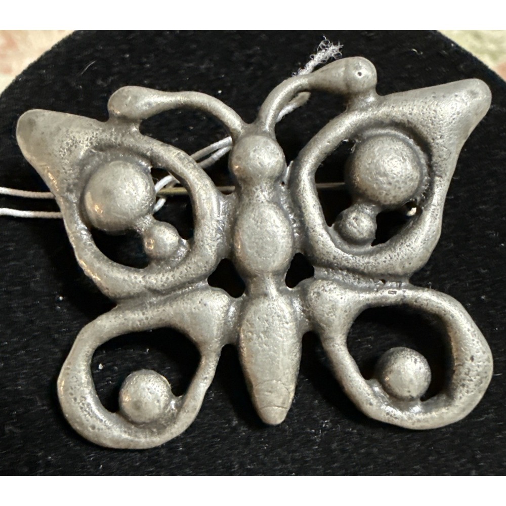 Ljung Uti Lund Pewter Handcrafted Pin Brooch Sweden Butterfly